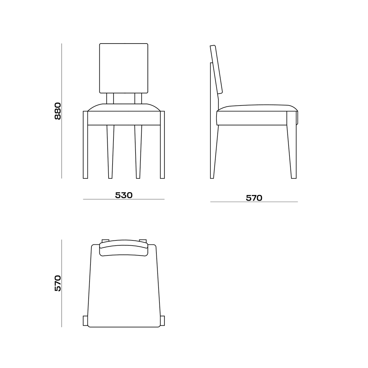 Схема Стул Amal Chair с прямоугольной спинкой, MODÉNATURE