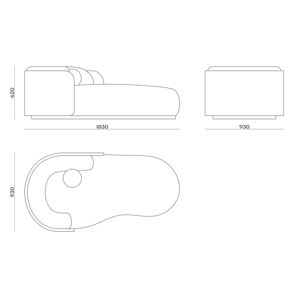 Схема Кушетка Eida Daybed, MODÉNATURE
