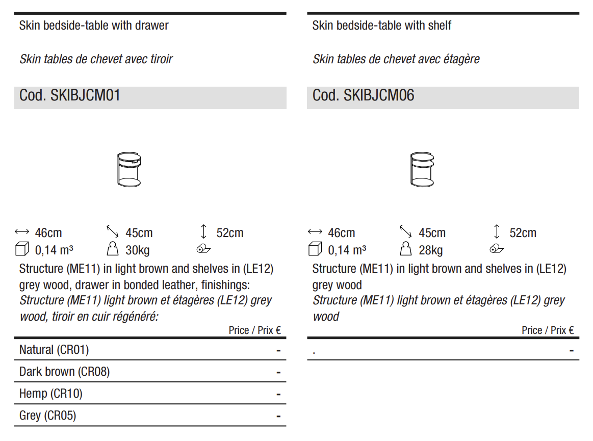 Схема Прикроватная тумба Skin, Ditre Italia
