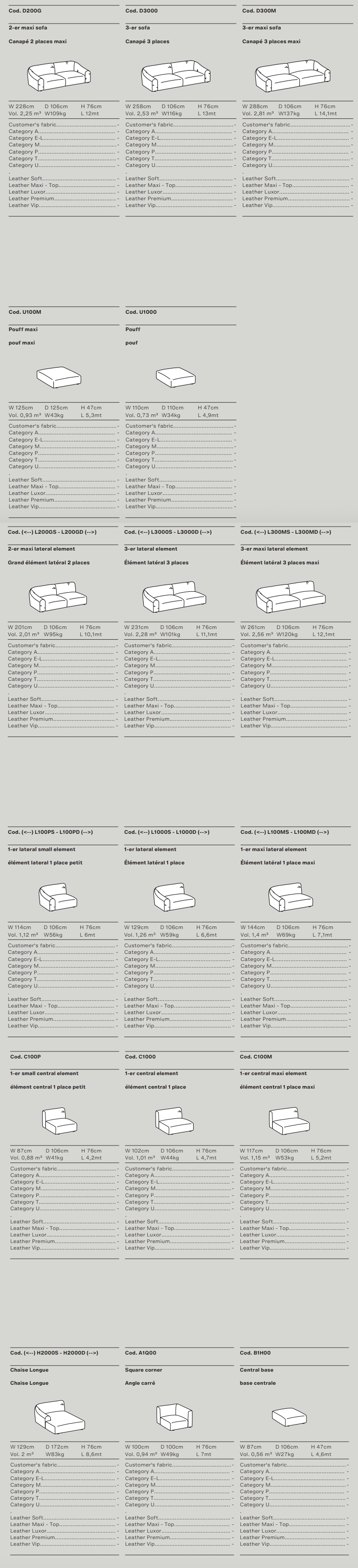 Схема Модульный диван Daily, Ditre Italia