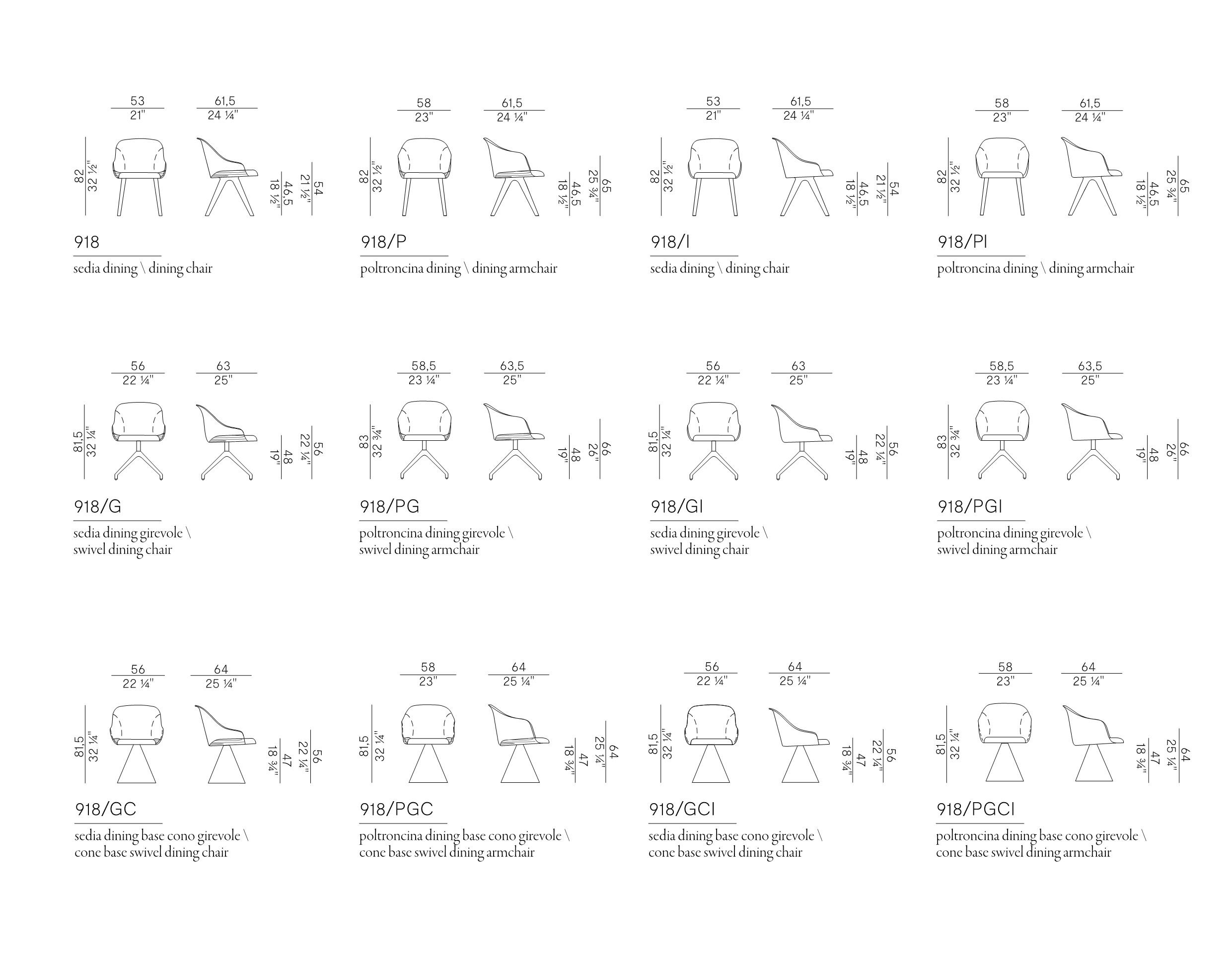 Схема Стул Lyz без подлокотников, Potocco