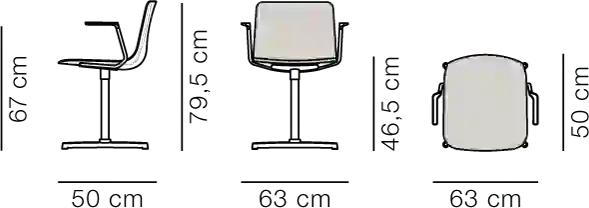 Схема Стул Pato Swivel Armchair в обивке, Fredericia