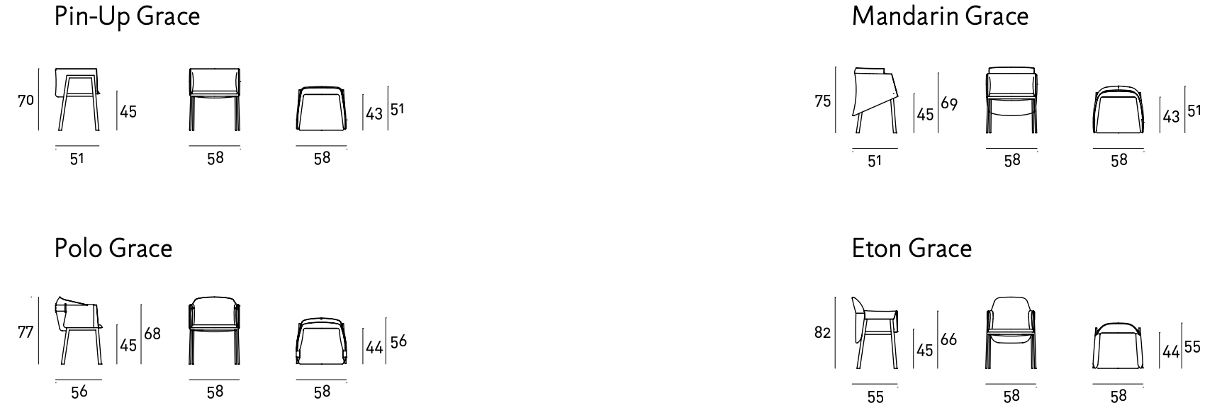 Схема Стул Grace, Living Divani