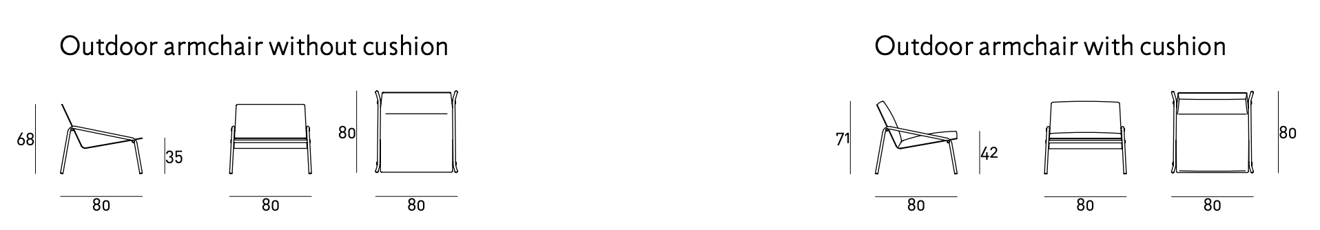 Схема Уличное кресло Fillet Outdoor, Living Divani