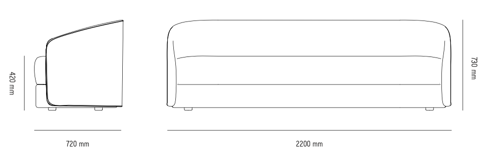 Схема Диван Covent Sofa Narrow 3 Seater, New Works