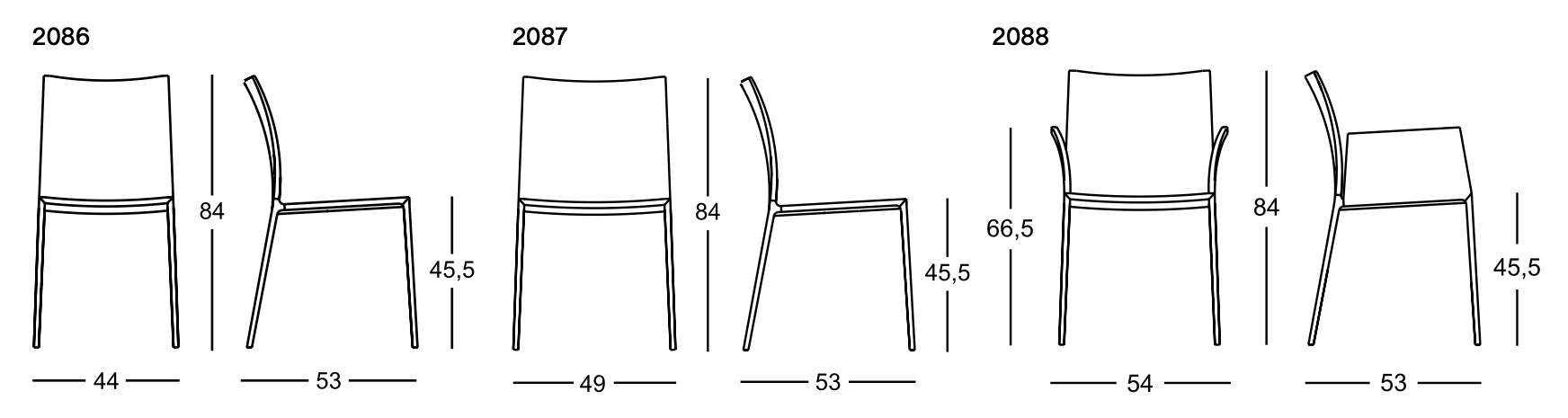 Схема Стул Lia, Zanotta