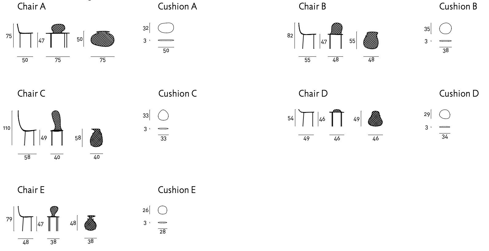 Схема Стул Family Chair, Living Divani