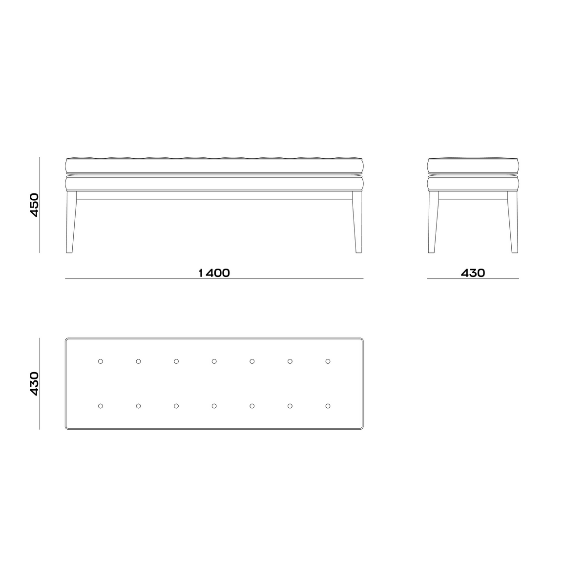 Схема Банкетка Frank, MODÉNATURE