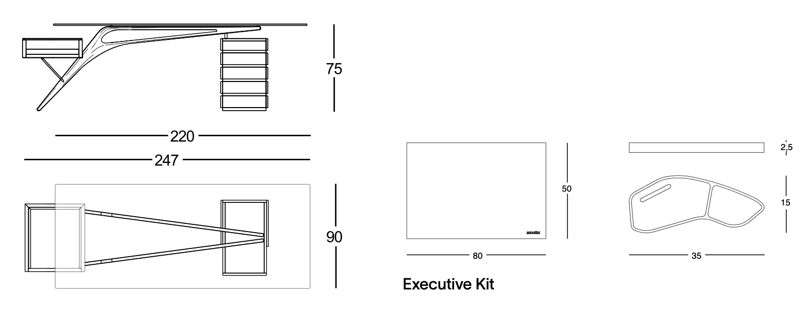 Схема Письменный стол Cavour CM, Zanotta