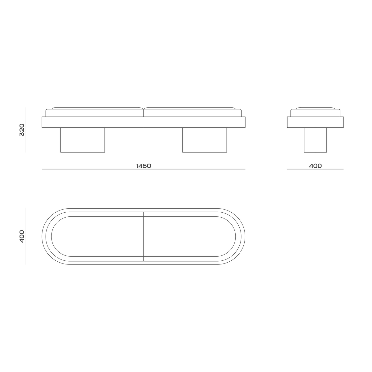 Схема Банкетка Plume, MODÉNATURE
