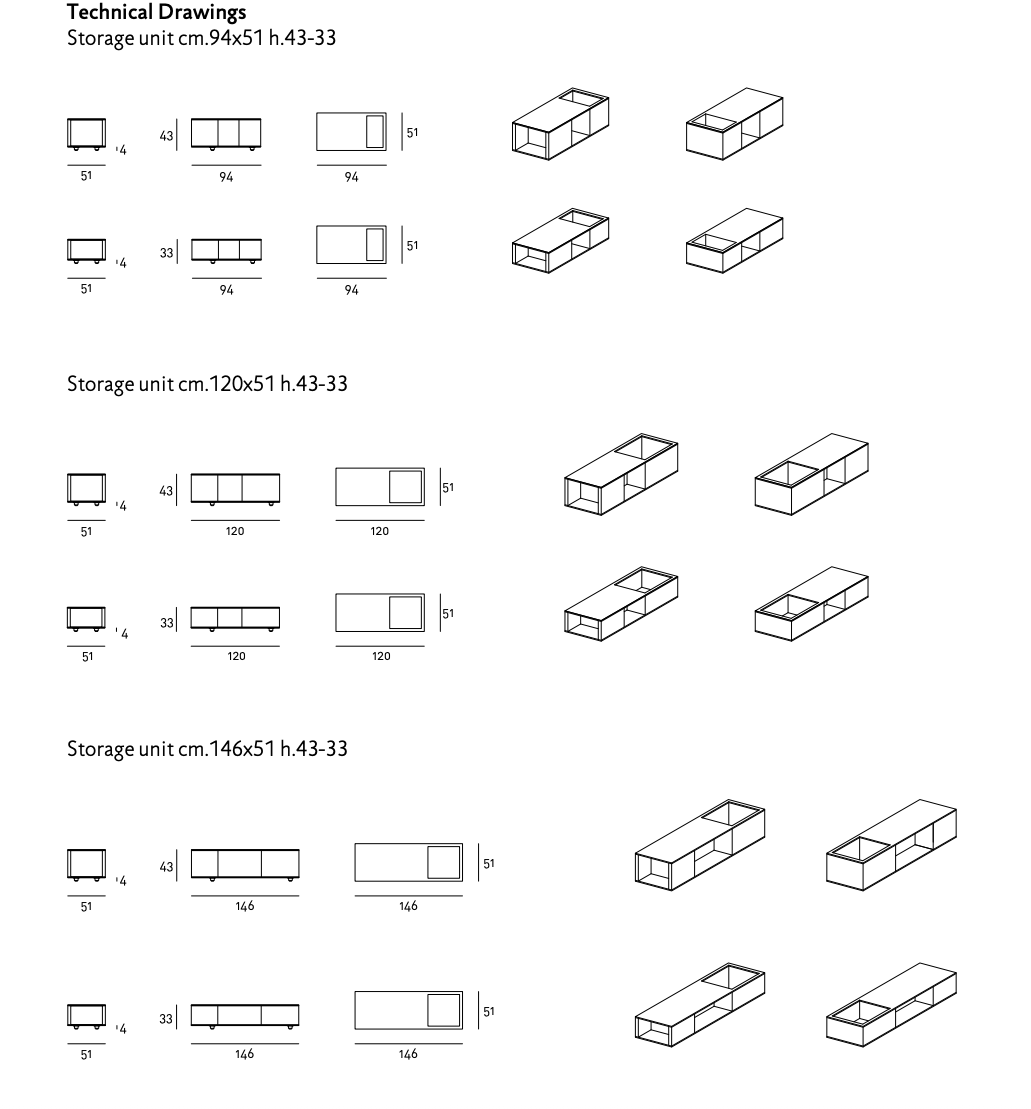 Схема Журнальный столик Living Divani Extrasoft Contenitori, Living Divani