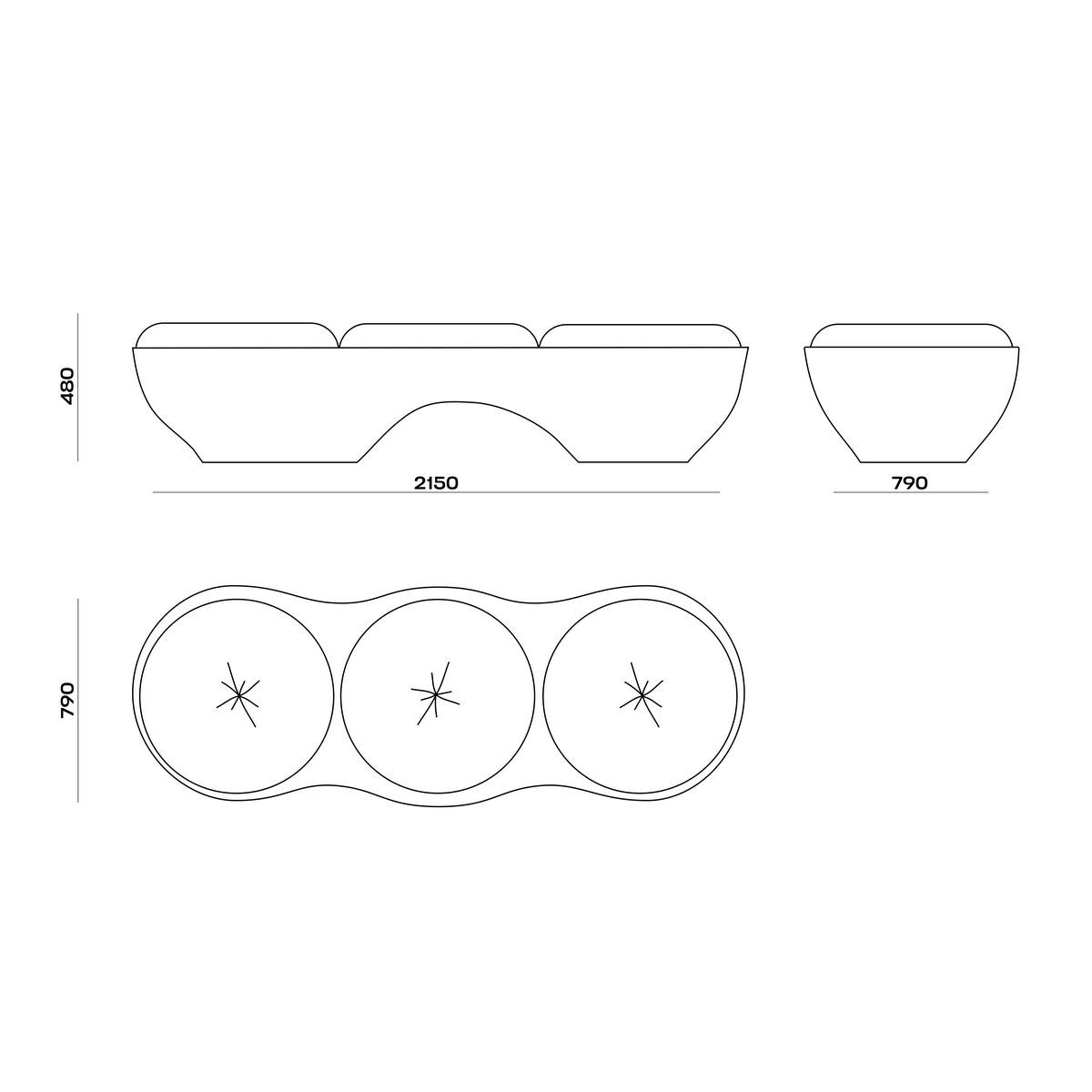 Схема Банкетка Sansara Daybed, MODÉNATURE