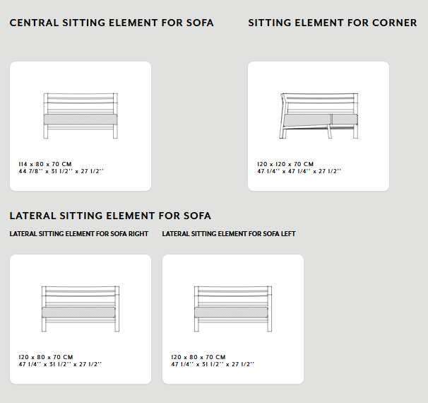 Схема Модульный уличный диван Costes, Ethimo