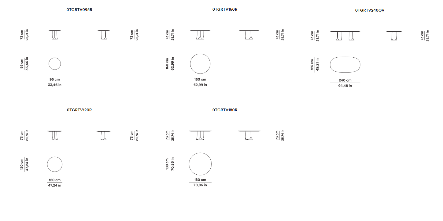 Схема Стол Togrul, Tacchini
