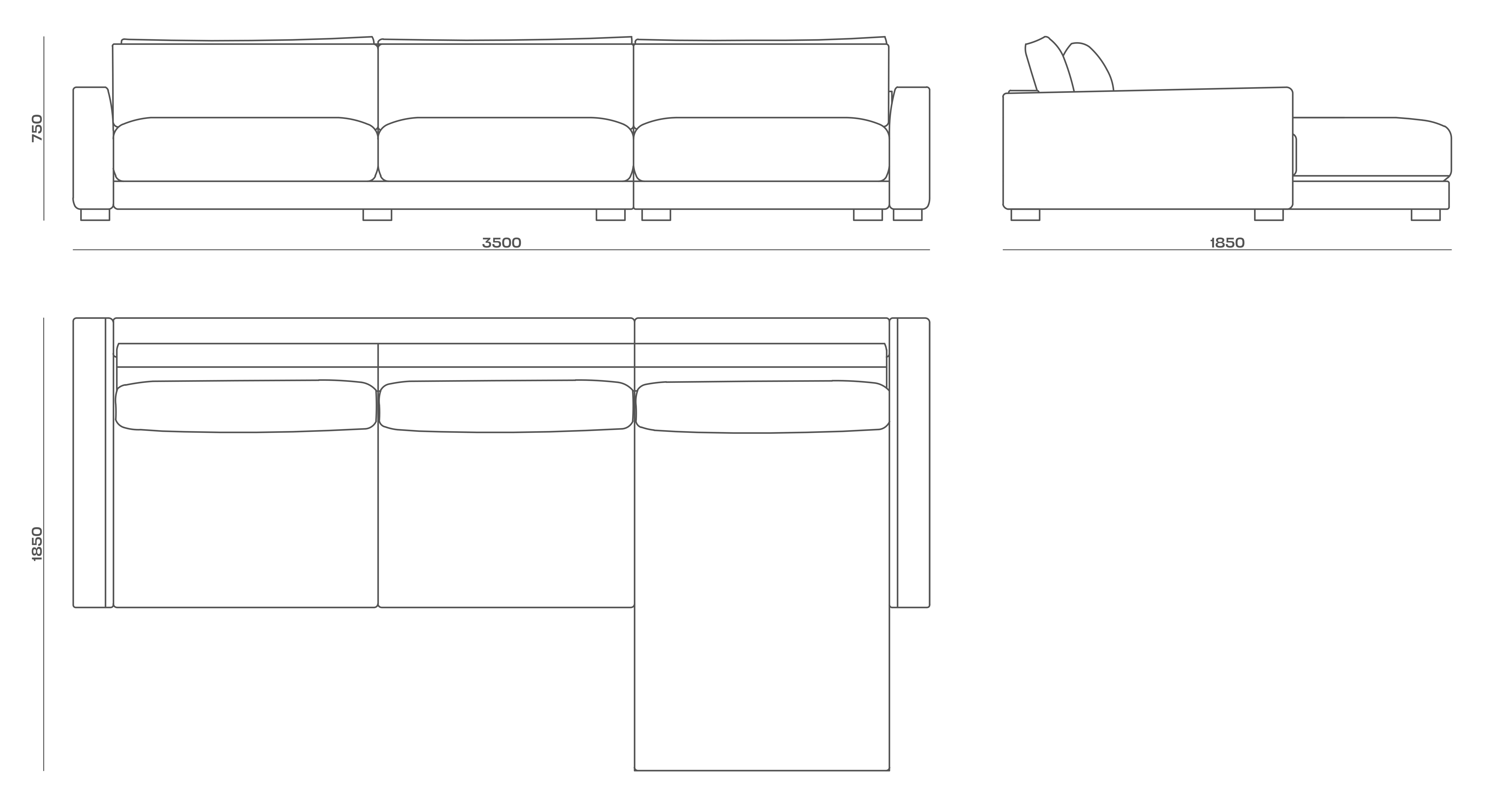 Схема Диван Roland Sectional Sofa, MODÉNATURE