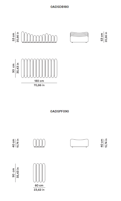 Схема Кушетка Additional System Daybed, Tacchini