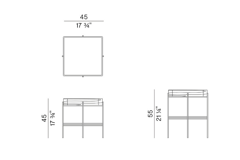 Схема Журнальный столик Tray квадратный, Potocco
