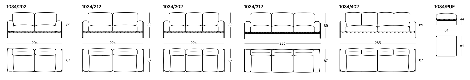 Схема Уличный диван Parco, Zanotta
