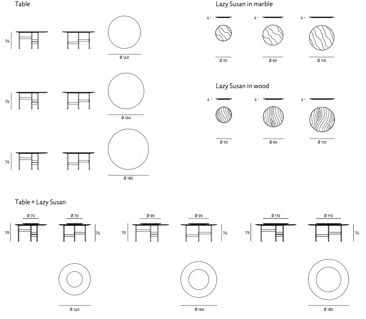 Схема Обеденный стол Notes, Living Divani
