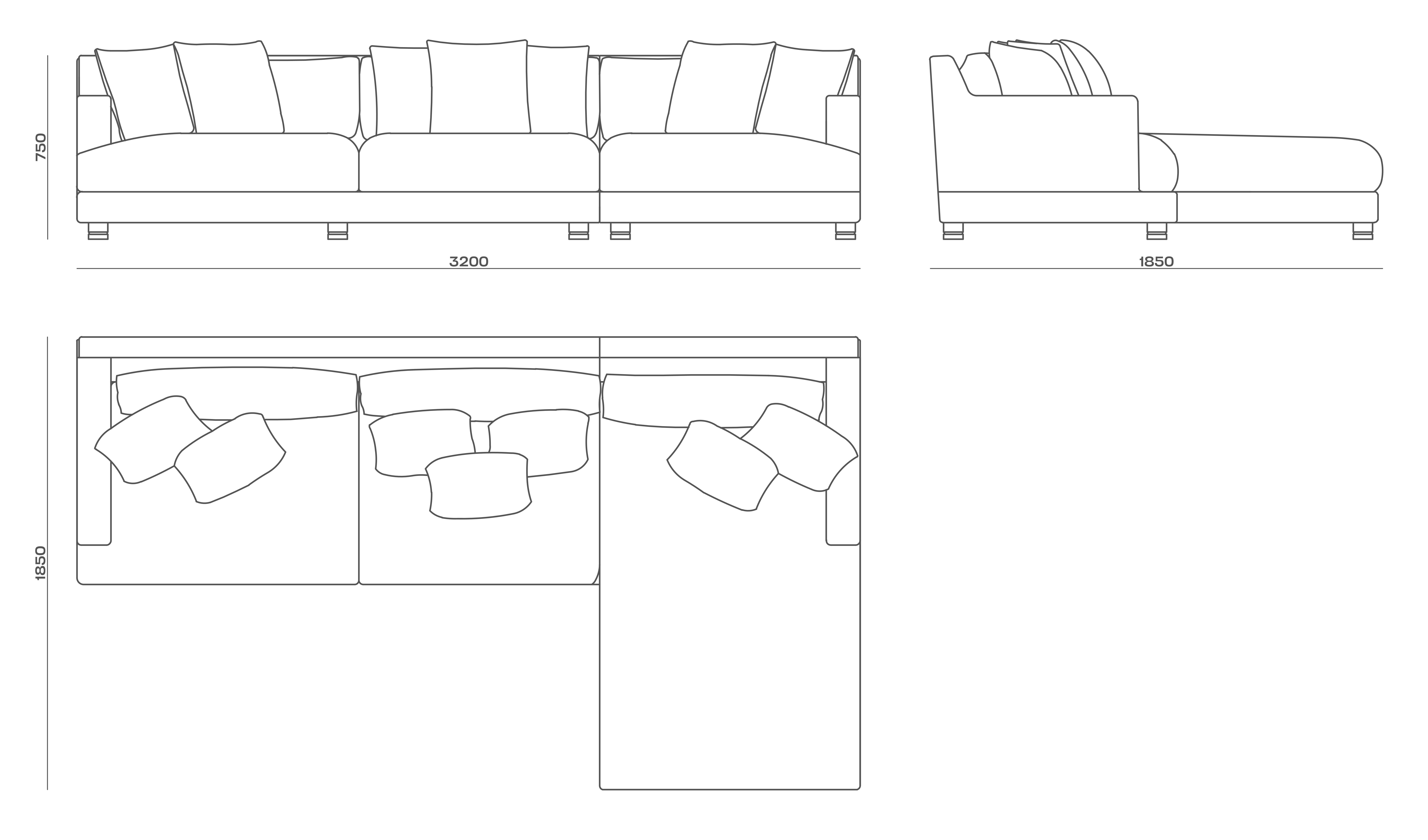 Схема Диван Montaigne Sectional Sofa, MODÉNATURE