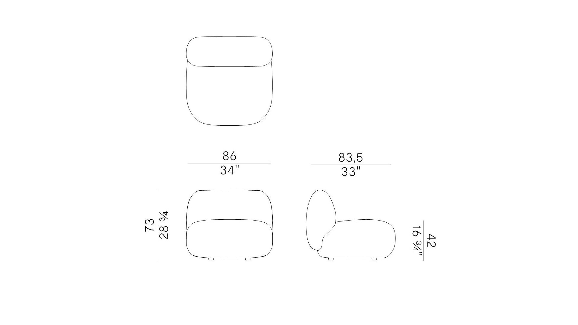 Схема Кресло Jade без подлокотников, Potocco