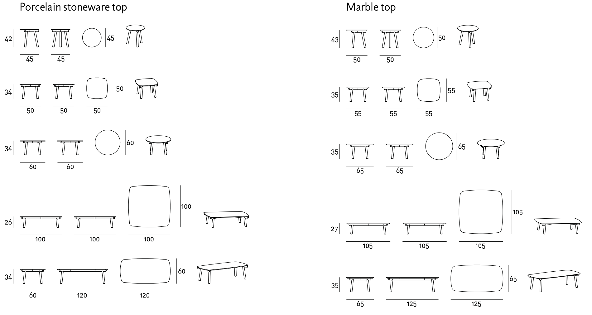 Схема Уличный журнальный столик Kasumi Low Table Outdoor, Living Divani