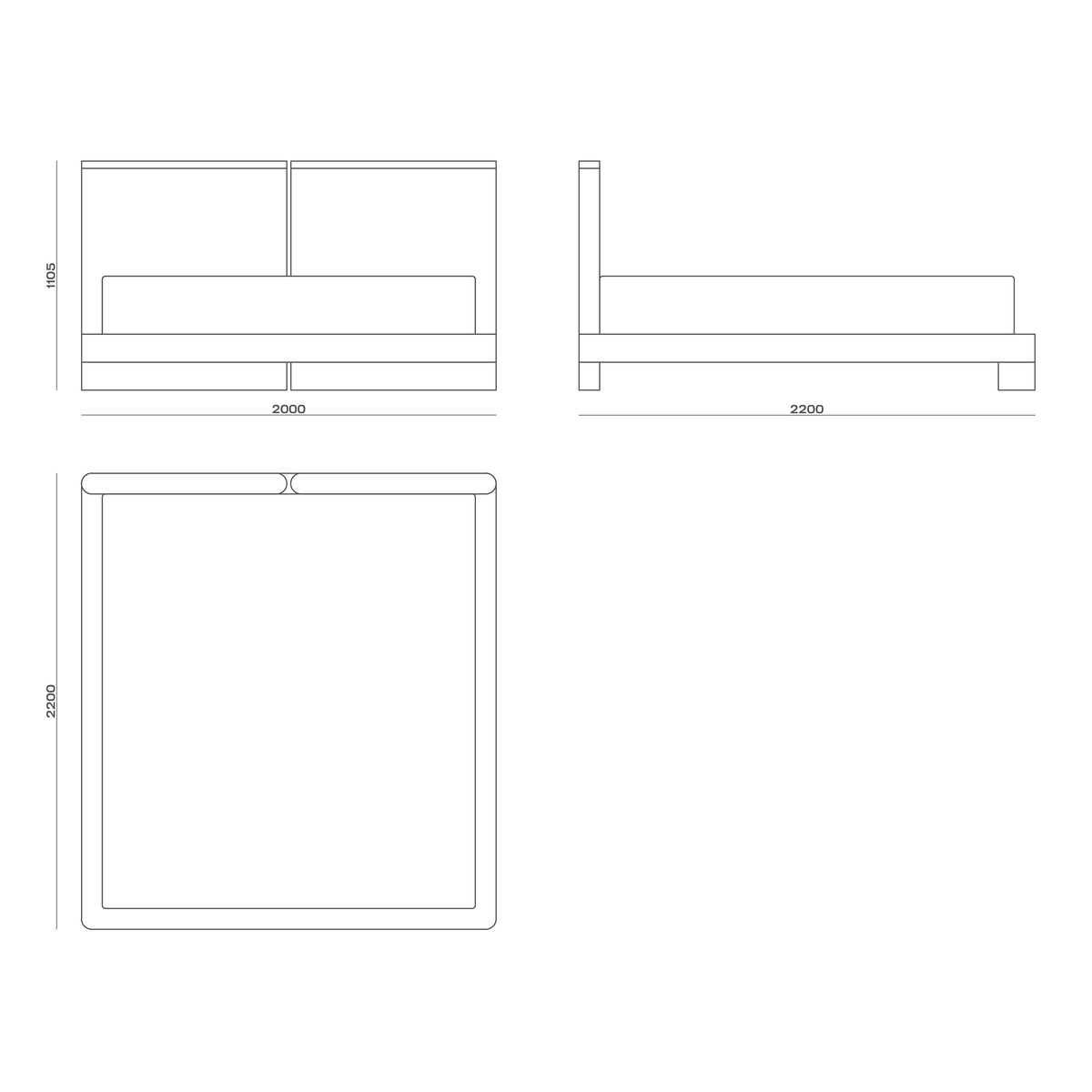 Схема Кровать Tono Bed, MODÉNATURE
