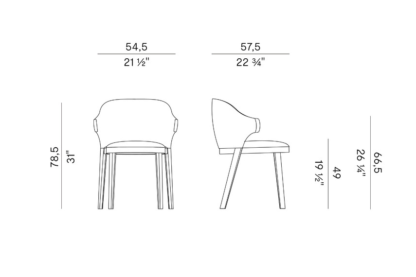 Схема Стул Trousse с подлокотниками, Potocco