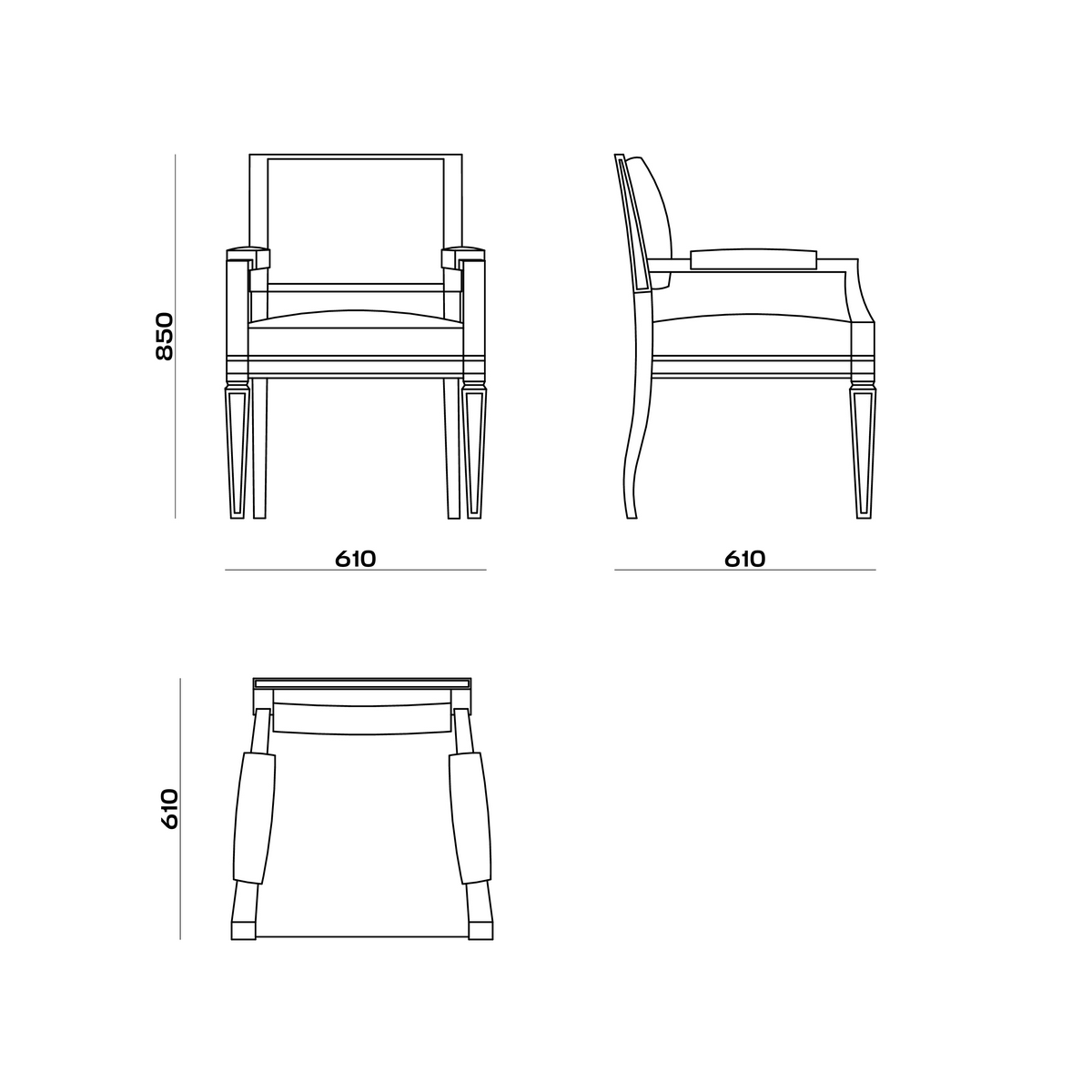 Схема Обеденное кресло Arbus  Chair, MODÉNATURE