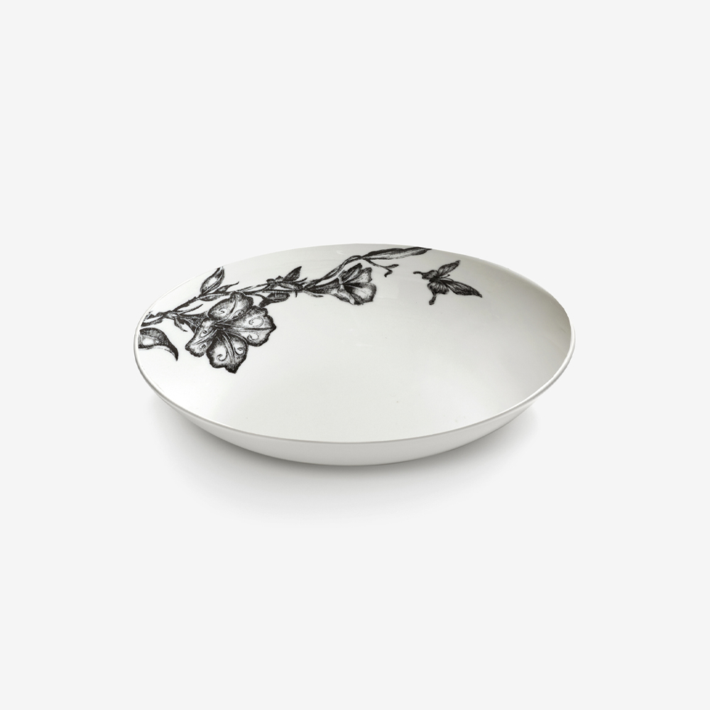 Сервировочная чаша Serving bowl oval magical blossom white-black Unity 