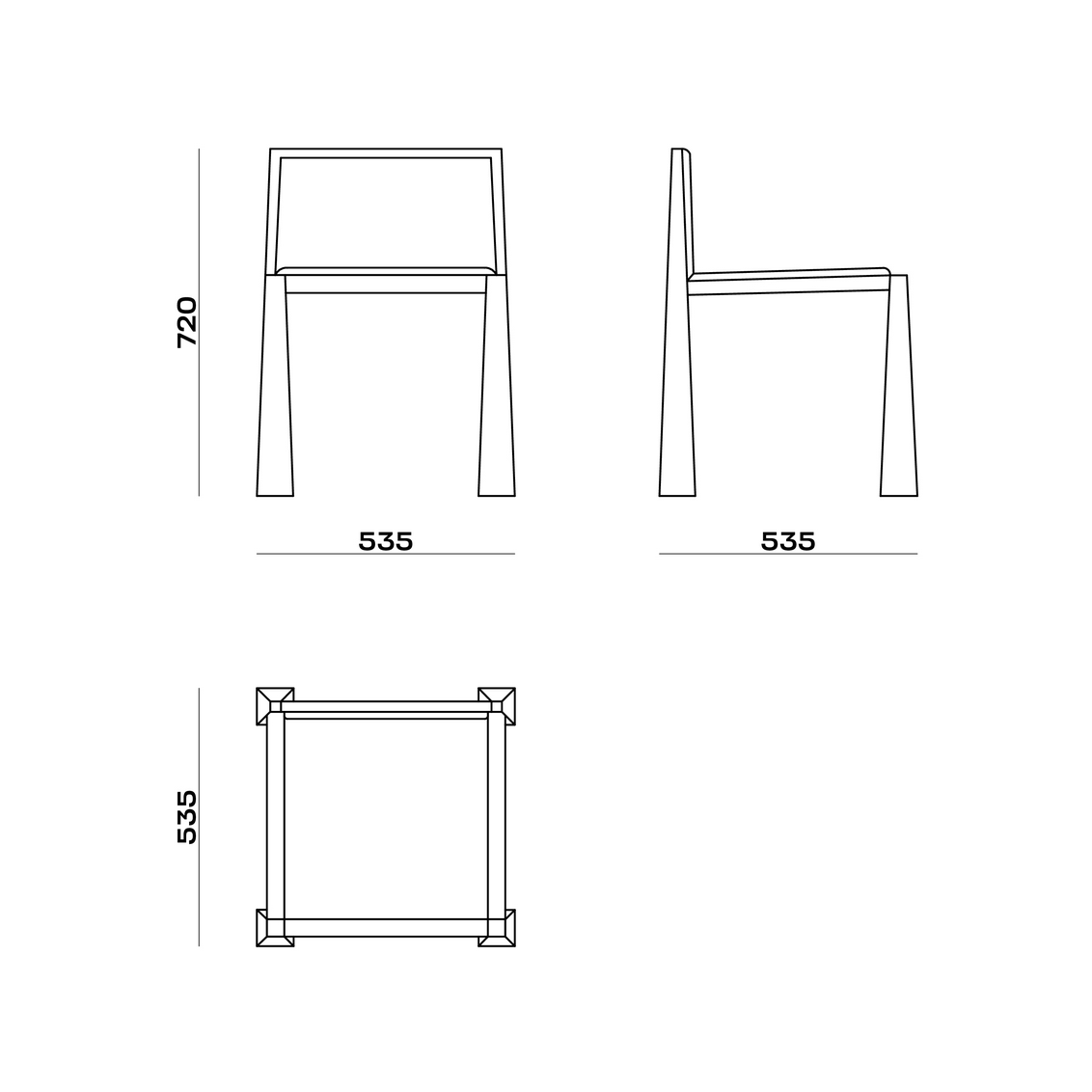 Схема Стул Taki Chair с мягкой спинкой, MODÉNATURE
