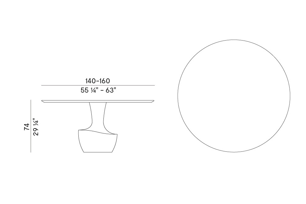 Схема Стол Anfora на кварцевом основании, Potocco