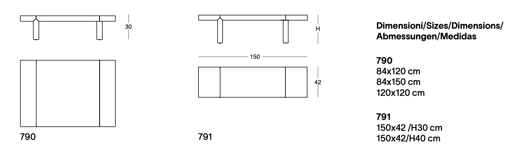 Схема Журнальный столик Zavolo Coffee Table 790, Zanotta