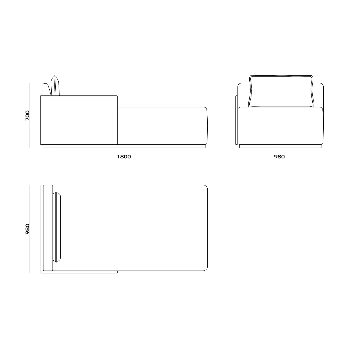 Схема Кушетка Domus Daybed, MODÉNATURE