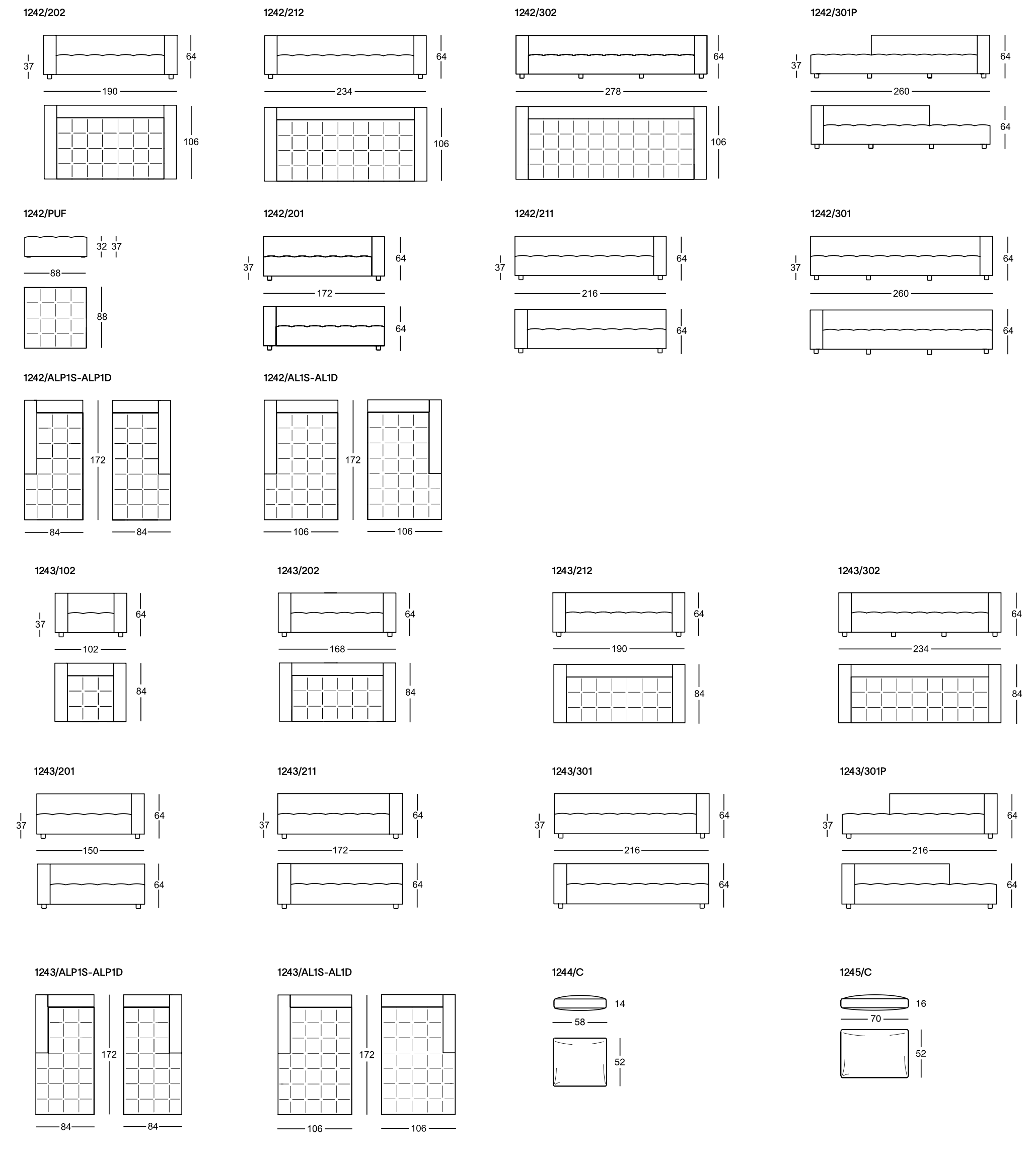 Схема Диван Kilt, Zanotta