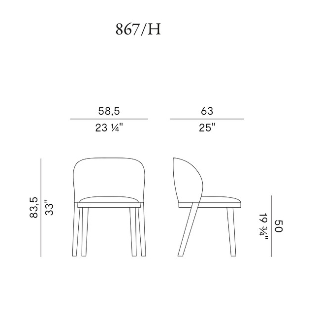 Схема Стул Trousse Hug без подлокотников, Potocco