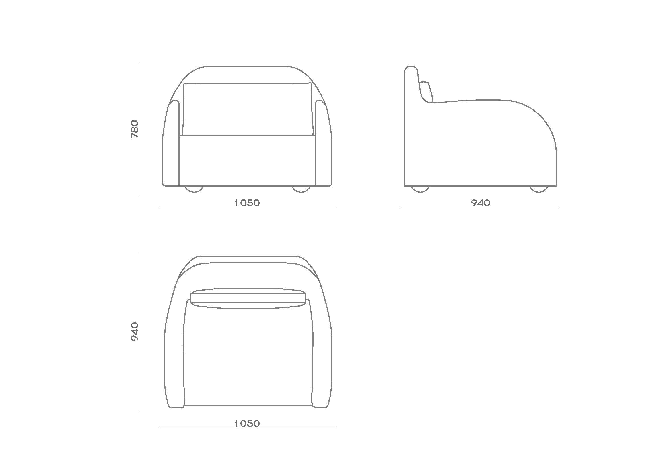 Схема Кресло Swan Armchair, MODÉNATURE