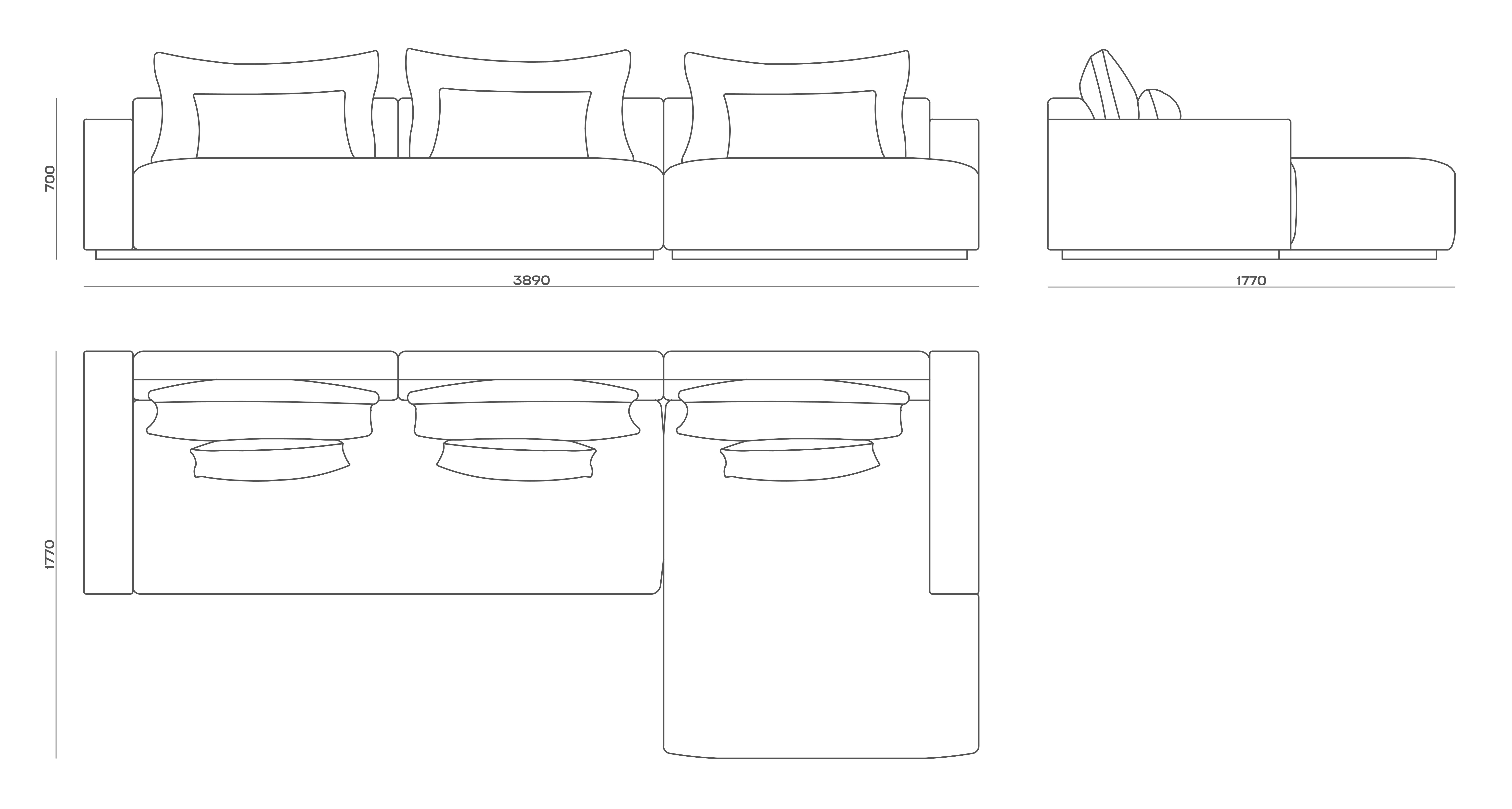 Схема Диван Fazza Sectional Sofa, MODÉNATURE