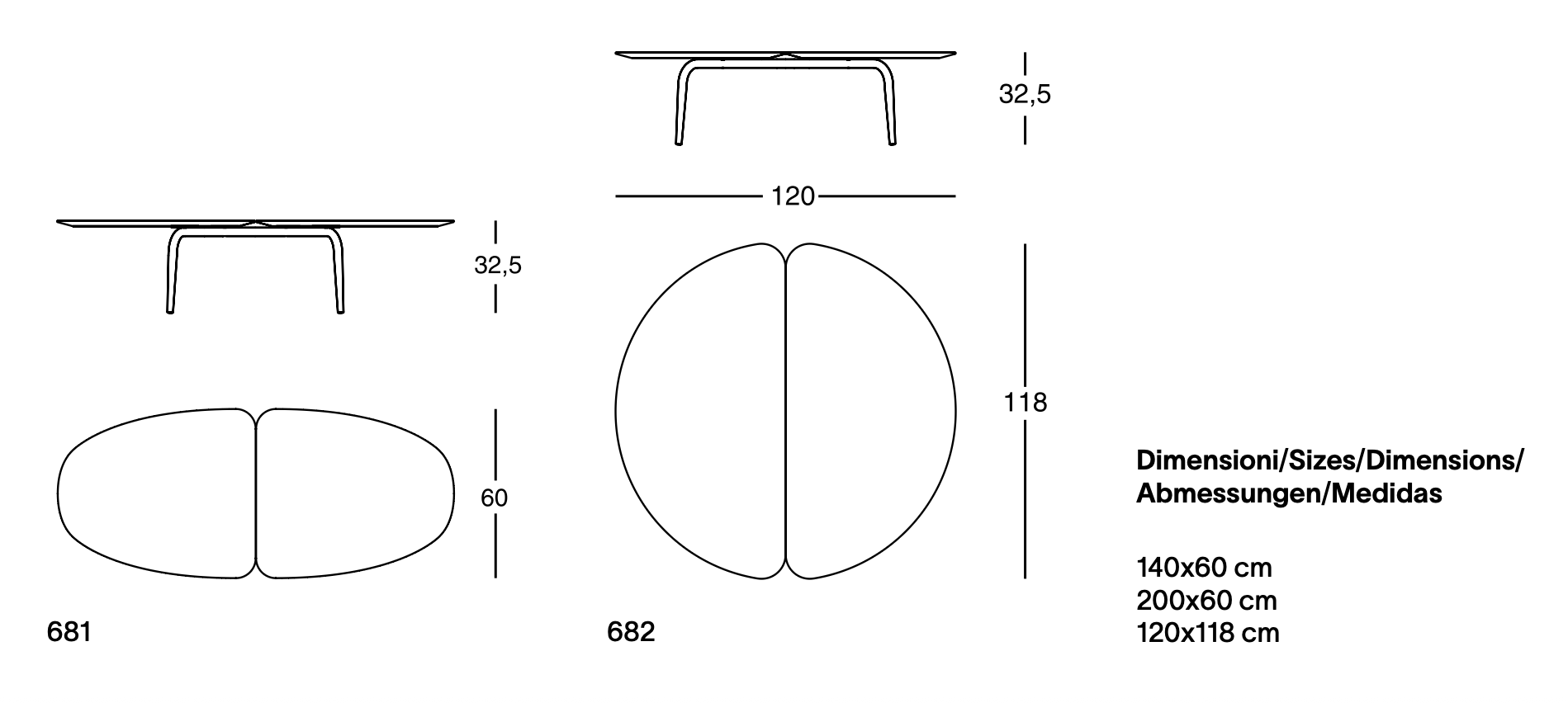 Схема Журнальный столик Graphium, Zanotta