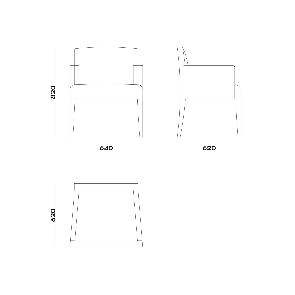 Схема Стул Andree Chair с подлокотниками, MODÉNATURE