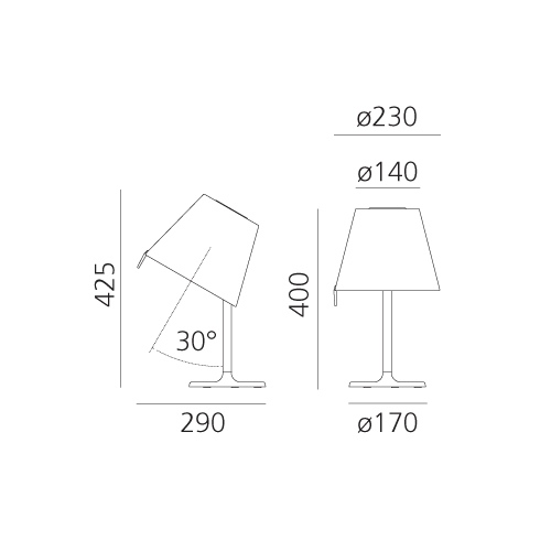 Схема Настольная лампа Melampo Notte - Grey 0710010A, Artemide
