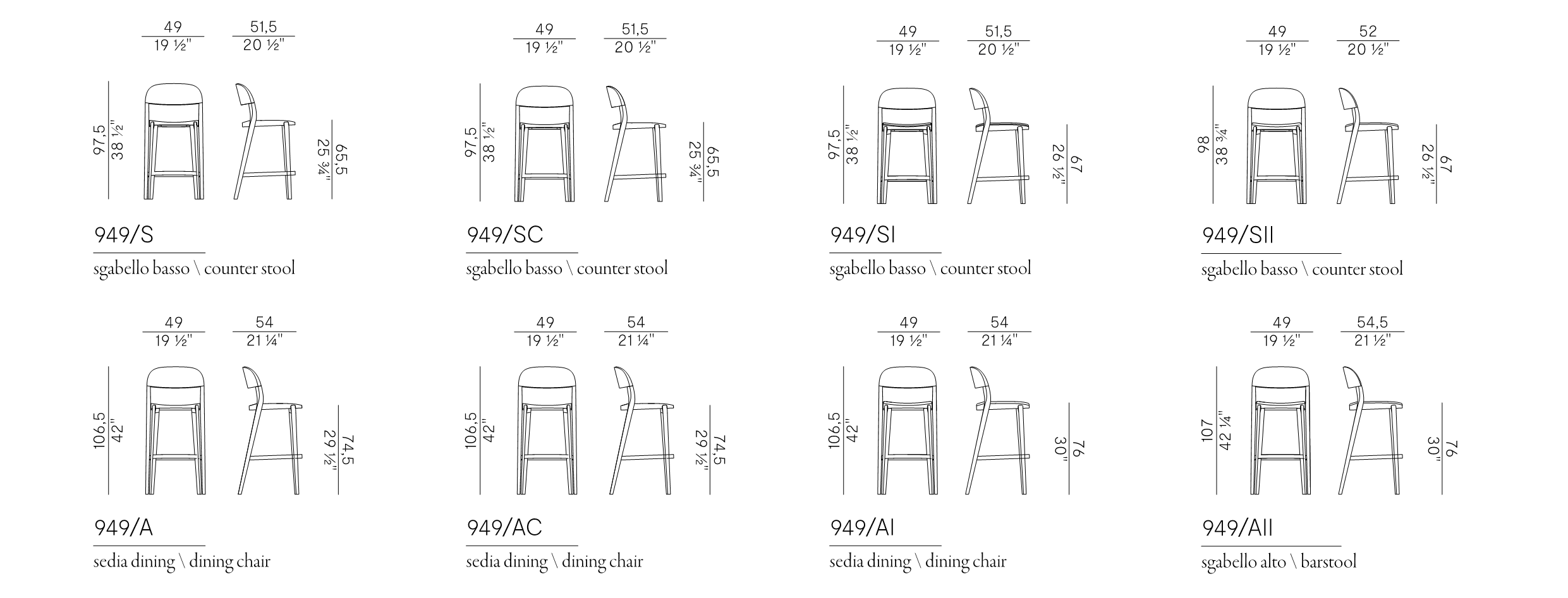Схема Барный стул Minima, Potocco