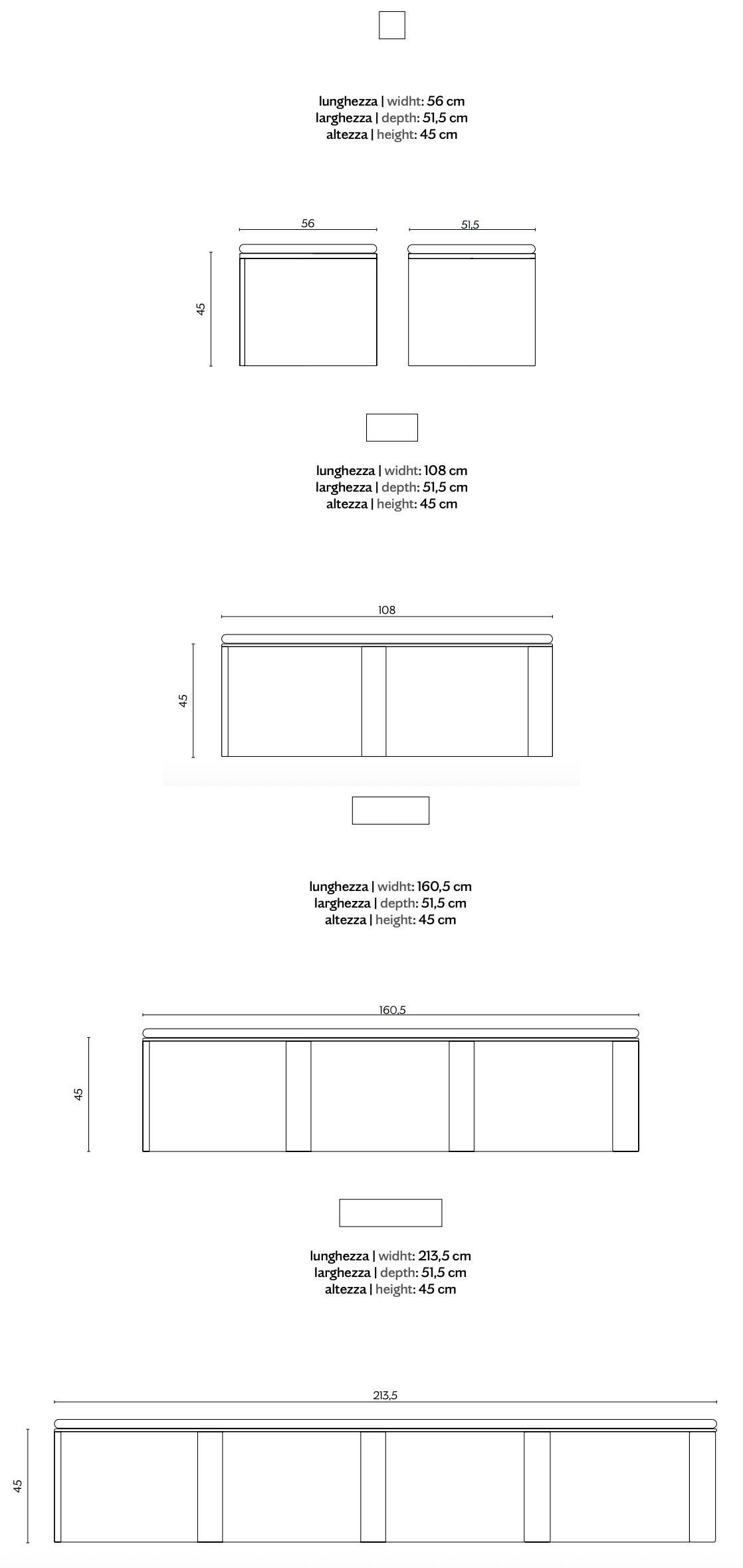 Схема Скамья Nami Bench, Miniforms