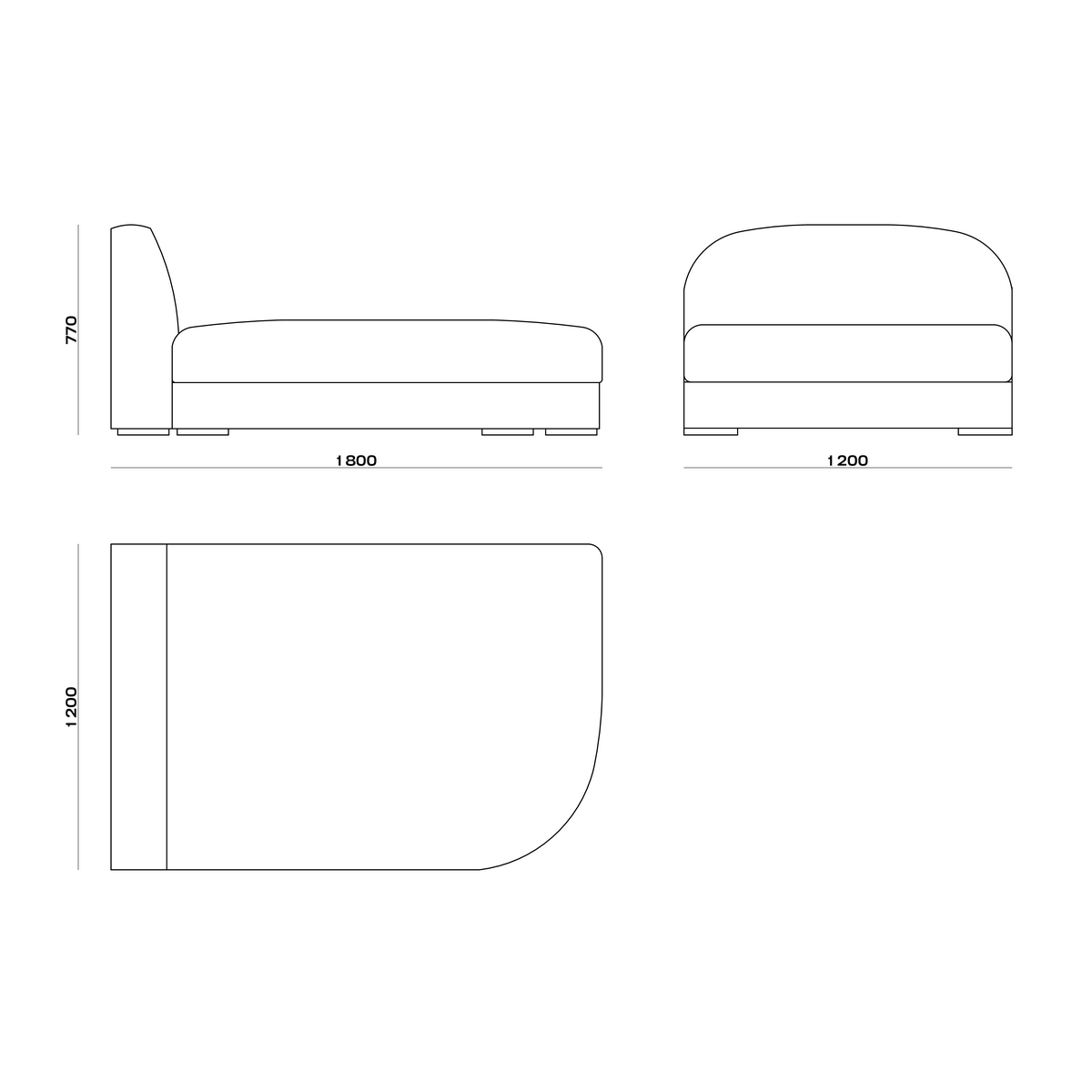 Схема Кушетка Jacasta Daybed, MODÉNATURE
