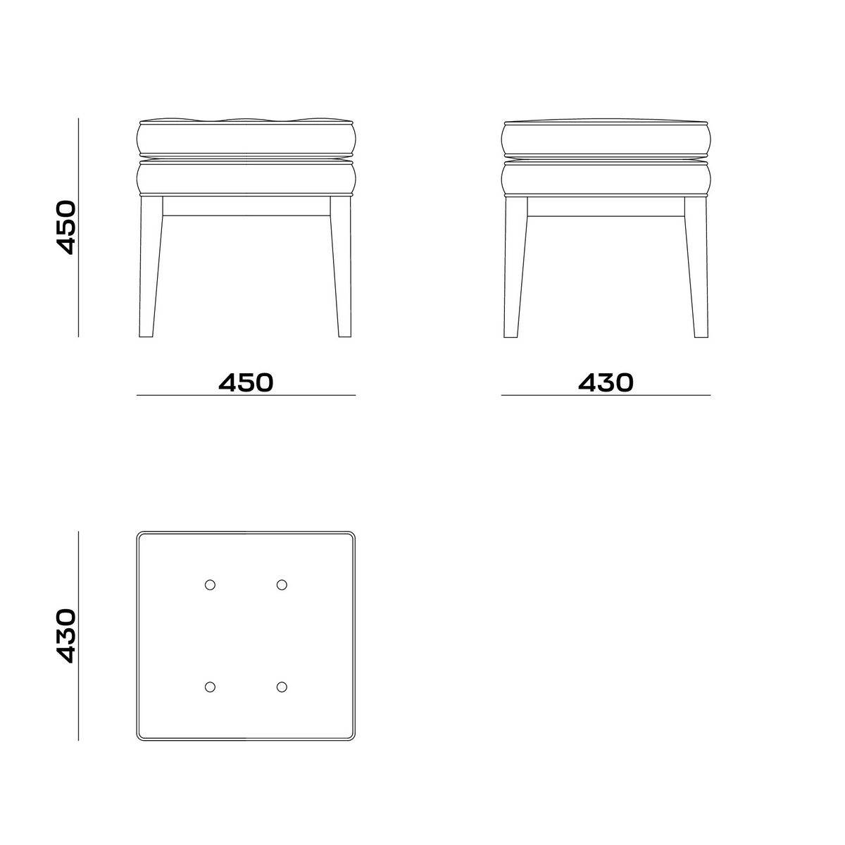 Схема Табурет Frank Stool, MODÉNATURE