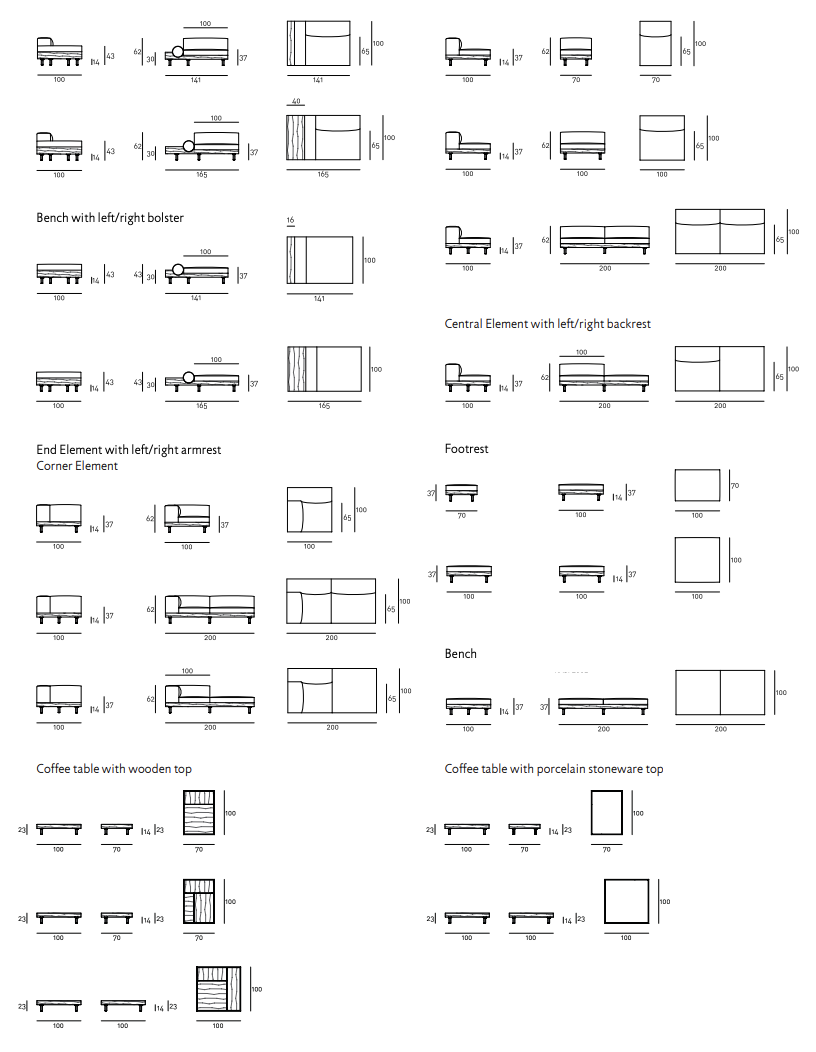 Схема Уличный модульный диван Kasbah, Living Divani