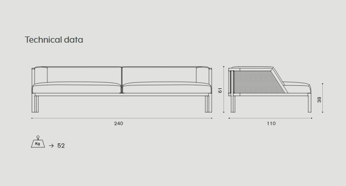 Схема Уличный диван Grand Life, Ethimo