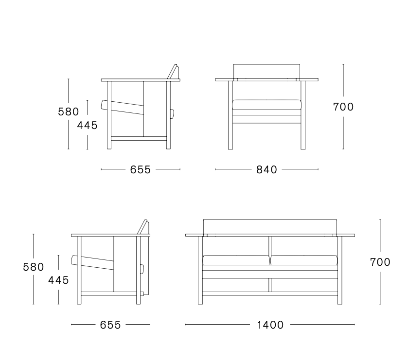 Схема Кресло Clerici Lounge Upholstery, Mattiazzi