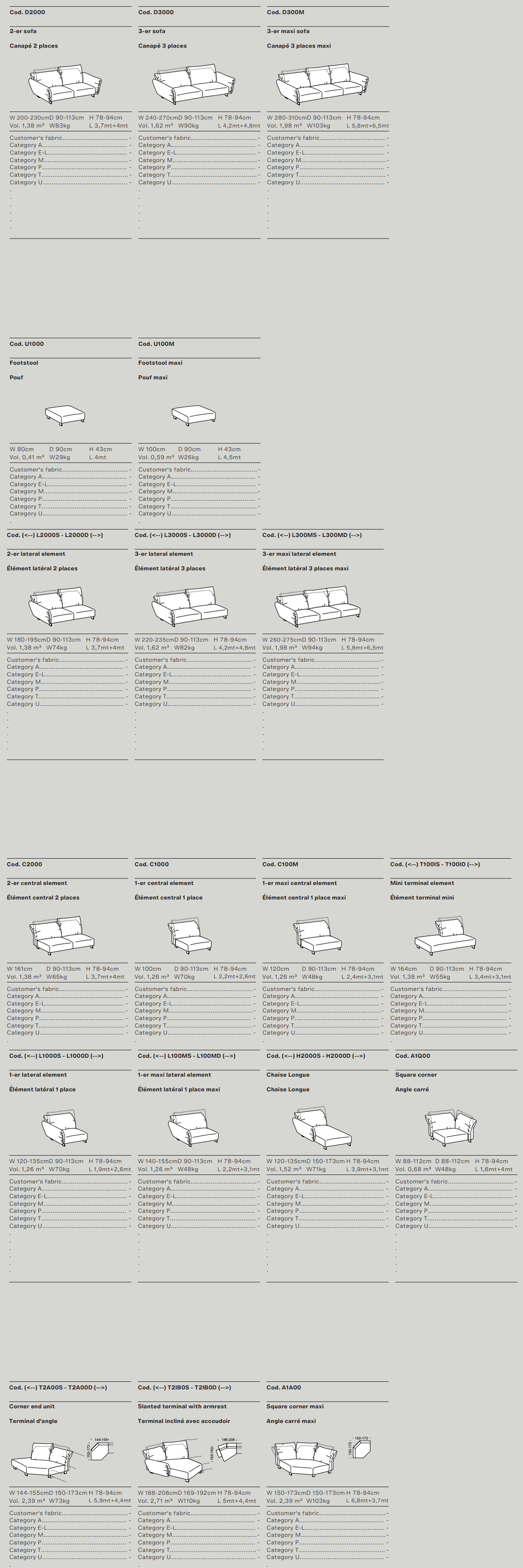 Схема Модульный диван Blum, Ditre Italia