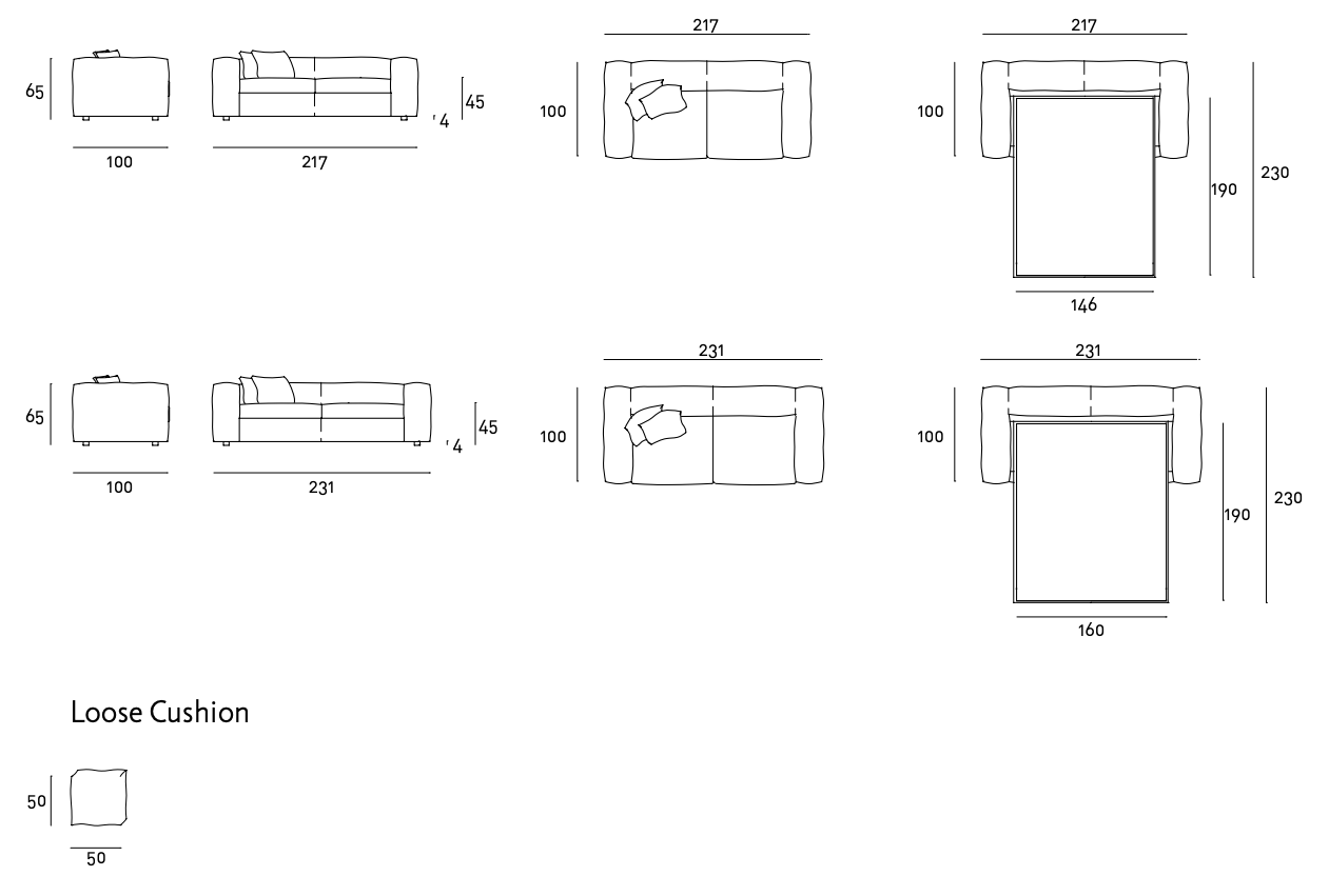 Схема Диван-кровать NeoWall Sofa Bed, Living Divani